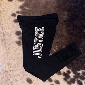 Justice Black Leggings with Vertical Logo